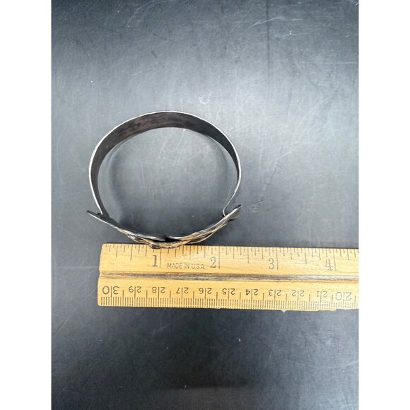 Vintage Navajo RK Designer Buckle Native American Silver-Tone Cuff Bracelet - Picture 7 of 7